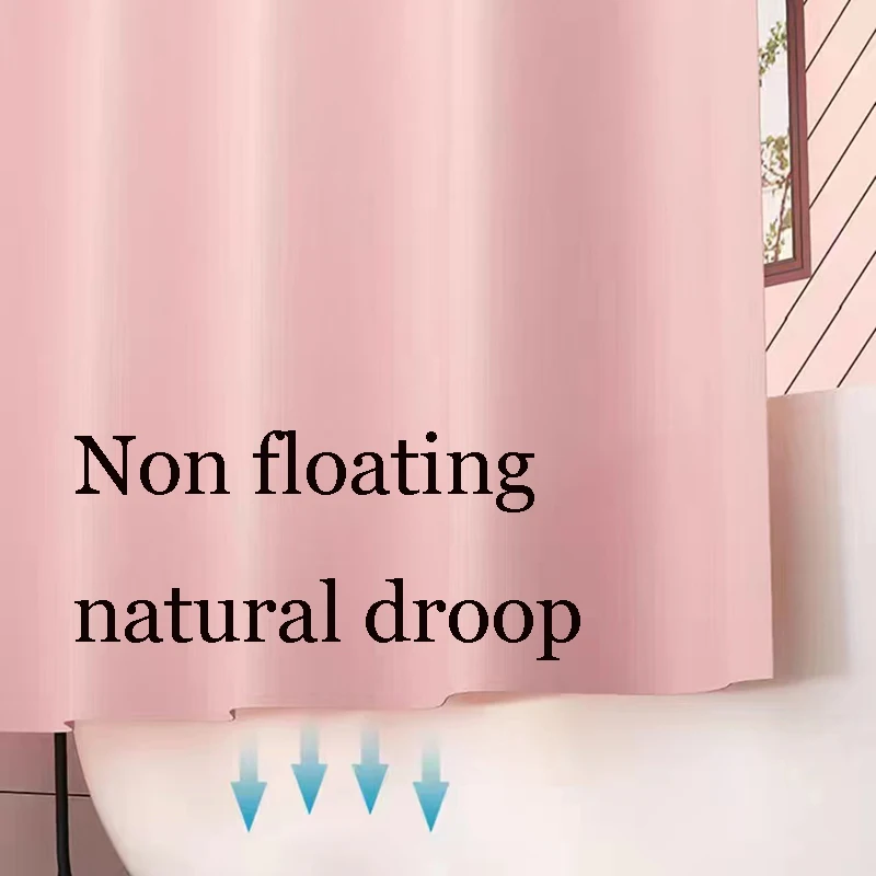 Hotel grade fabric shower curtain 180 x 180 cm pink waterproof shower curtain rust resistant buttonholes with 12 hooks shower curtains
