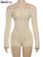 Weird Puss Knit Thin Romper Women Slash Neck Backless Fall Elegant Full Sleeve Hipster Playsuit Street Workout Shorts Overalls - Image 6