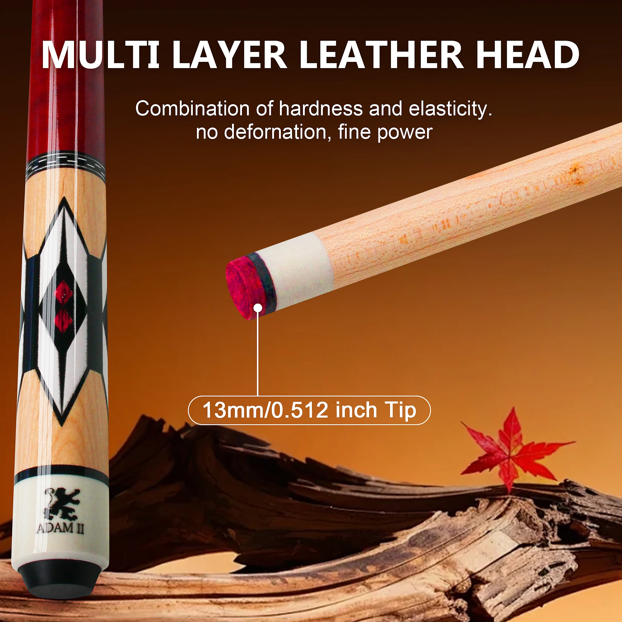 High-Quality 1/2 Maple Pool Cue &ndash; Durable,Tip13mm Precision Control for All Skill Levels, Exceptional Feel and Performance