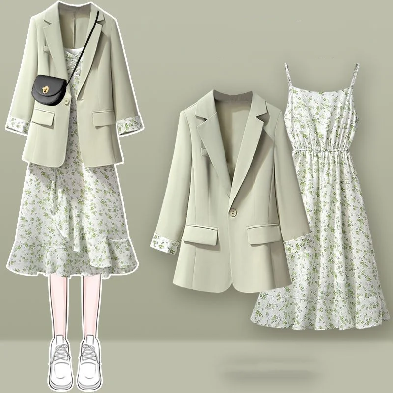 

Fashion Elegant Versatile Outfits Coat Set for Women's Spring/Summer 2023 New Arrival Floral Dresses Two Piece Suit Trend