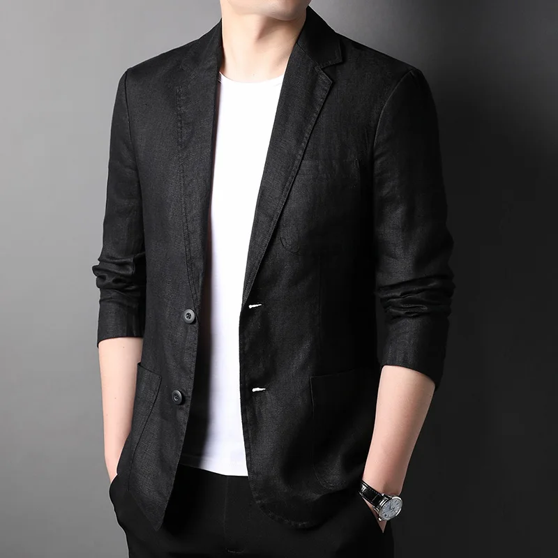 Spring Summer 2024 new high-quality men's fashion handsome linen suit Thin men's coat fabric composition 100% linen  blazer 4