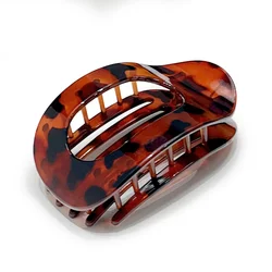 Leopard Print Matte Oval Hair Claw Clip for Women - Stylish Acrylic Hair Accessory (Leopard Red)