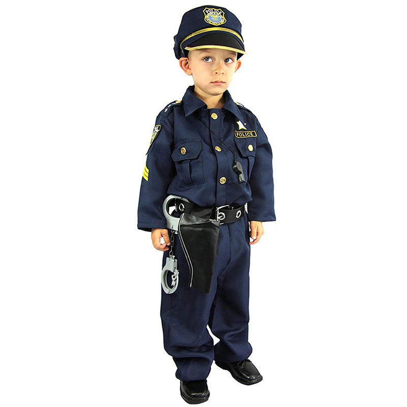 

Halloween Carnival Party Boys Girls Policeman Cosplay Clothes Set Army Children Policeman Costumes Kids Police Uniform 3-12Years