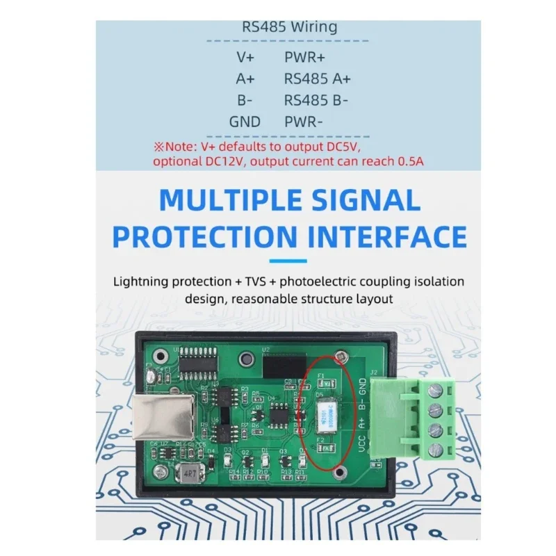 USB to RS485 케이블 CH340 칩셋 절연 데이터 어댑터 변환기 케이블 변환기 산업 프로젝트용 어댑터