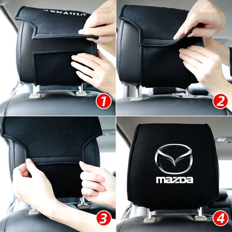 Autositz-Kopfstützenbezug, Kissenbezug, Halsbezug für Mazda 3 bk bl bj bn 323 Axela Atenza CX-3 CX-4 CX5 CX-7 Zubehör – Detail 9
