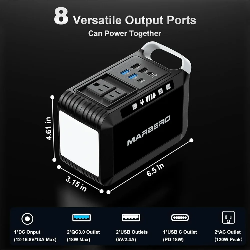 Camping Solar Generator 120W Peak Portable Power Station 88Wh Generator with Solar Panel and LED Flashlight 3