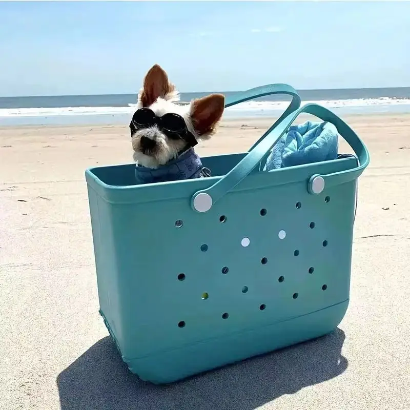 

EVA Beach Bag, Fashion Perforated Bag, Pet Carrier Tote Basket, Minimal Fashion Handbag