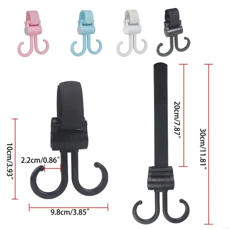 Y4QA Double Stroller Hook Double Car Hook Baby Stuff Organizers Groceries Purse Mommy Stroller Accessories for Mommys