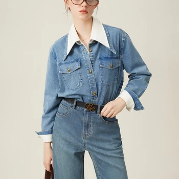 FSLE Casual Loose Vest Jacket Knitted Sweater 2024 Spring New Women's Versatile Cardigan Blue Women Jacket 24FS11331