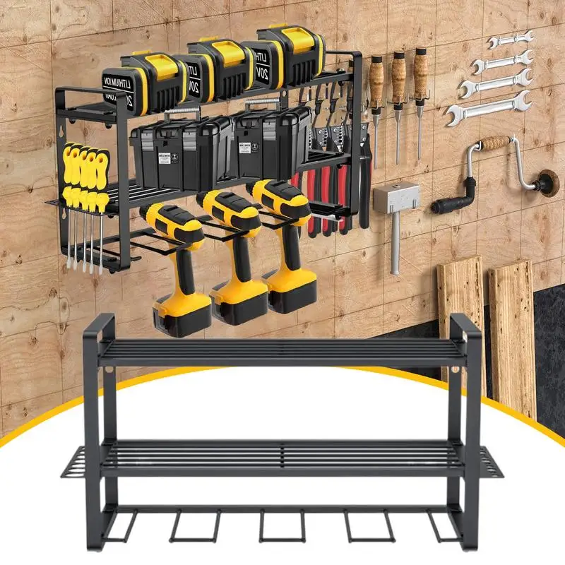 Power Tool Organizer 3-Layer Tool Storage Shelf Wall-Mounted Electric Tool Organizer Modular Drill Shelf Organizer Heavy-Duty 3