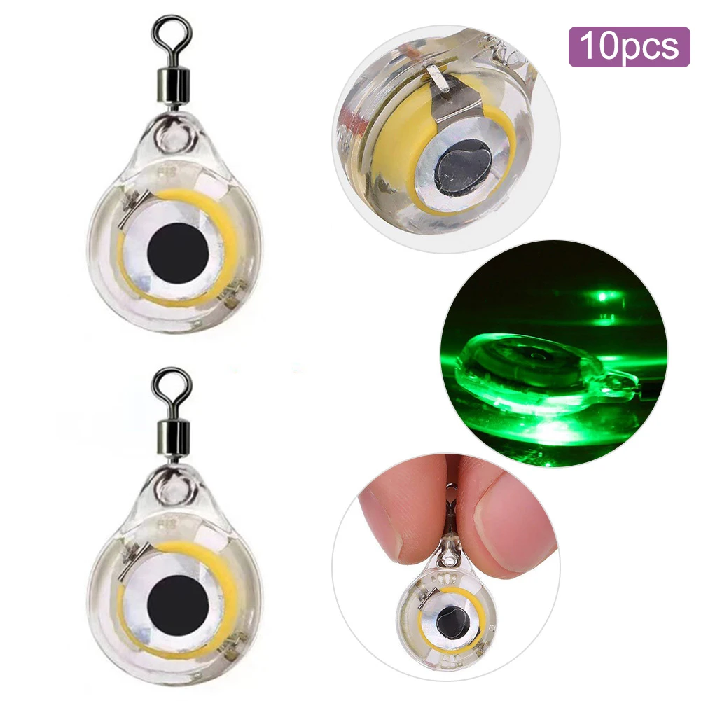 10-30Pcs Mini Fishing Lure Light LED Deep Drop Underwater Eye Shape Fishing Squid Fishing Bait Luminous Lure for Attracting Fish