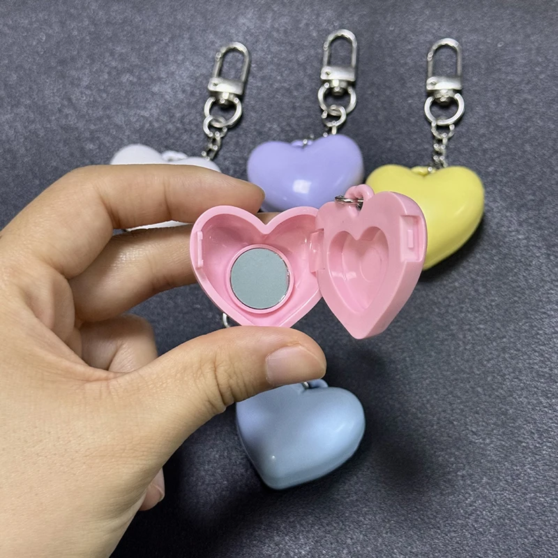 1PCS Rosa Blau Weiß Liebe Spiegel Schlüssel Kette Lagerung Box Diy Kunststoff Leere Box Mini Tragbare Schlüsselbund Geschenk Party – Detail 9