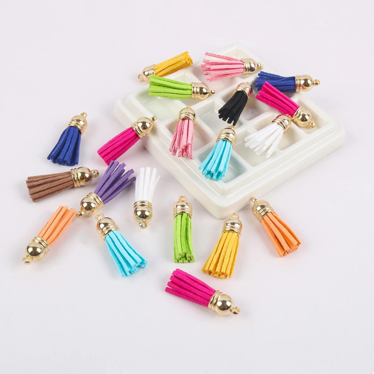 Mini Suede Fringe Tassels for Keychains Sewing Clothes Accessories 20pcs 36MM
