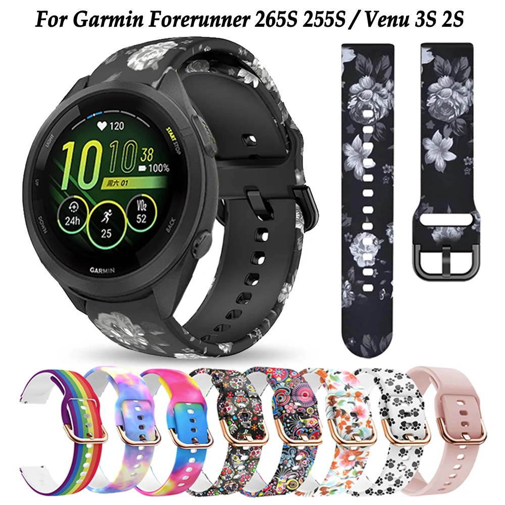 

18mm Silicone Smartwatch Strap For Garmin Forerunner 265S 255S Vivoactive 4S Venu 3S 2S Wristband Bracelet Watch Band Correa