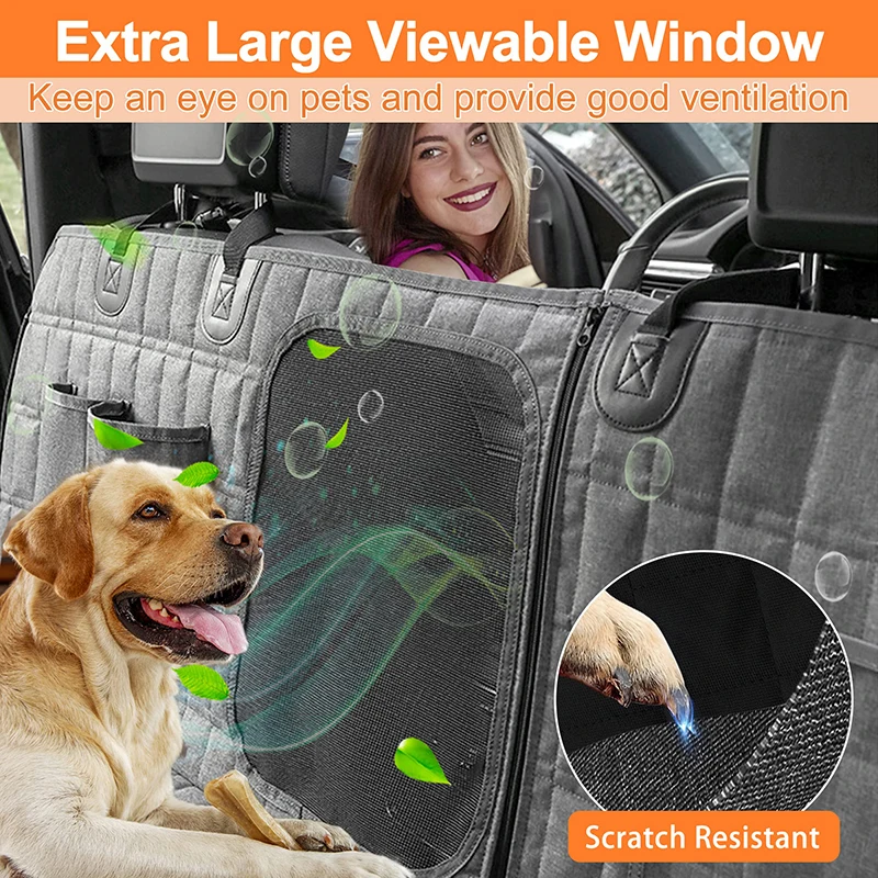 Dog Seat Cover Dog Car Seat Cover with Mesh Window Dog Hammock Waterproof Nonslip Puppy Back Seat Protector Cover For Car Trucks SUV