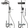 Temperature Digital Display Shower Set Faucet Bathroom Wall Mounted 4 Ways Water Outlet Rainlfall Hot Cold Shower Faucet System 6