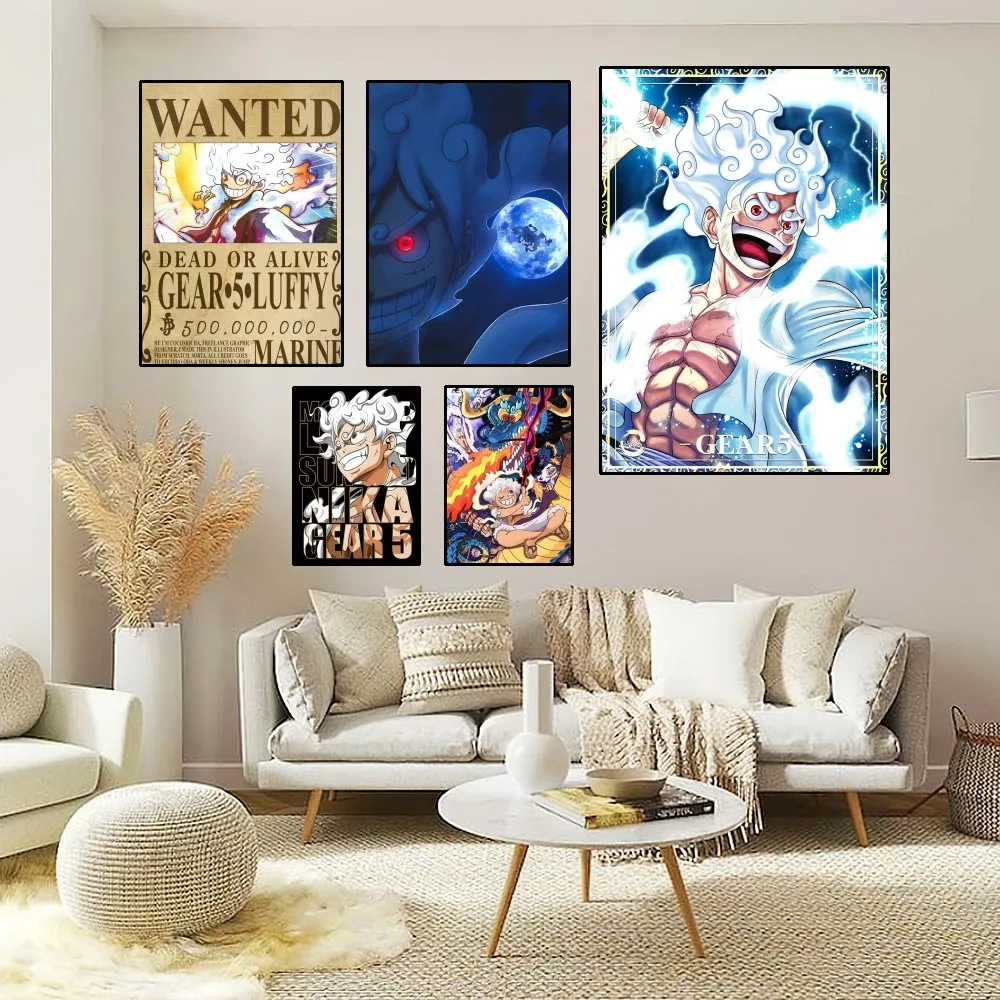 One P-Piece Rufy Gear 5 Poster Home Room Decor Estetica Art Wall Painting Stickers