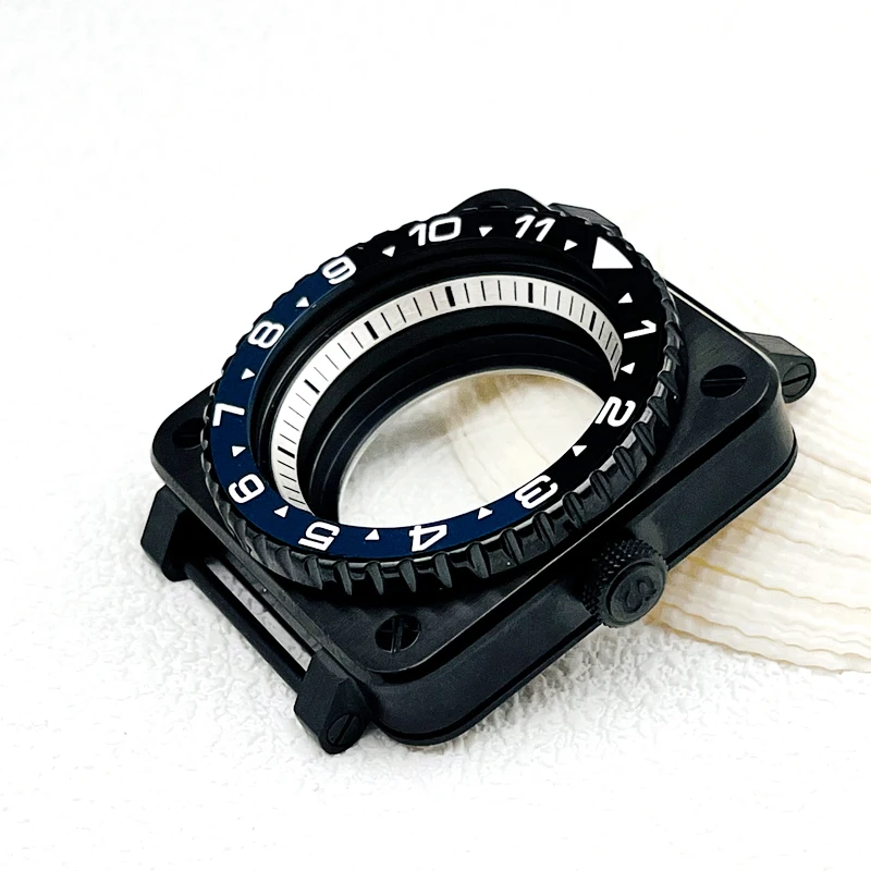 Customized Square Pilot Cockpit Watch Case with Transparent Back Cover