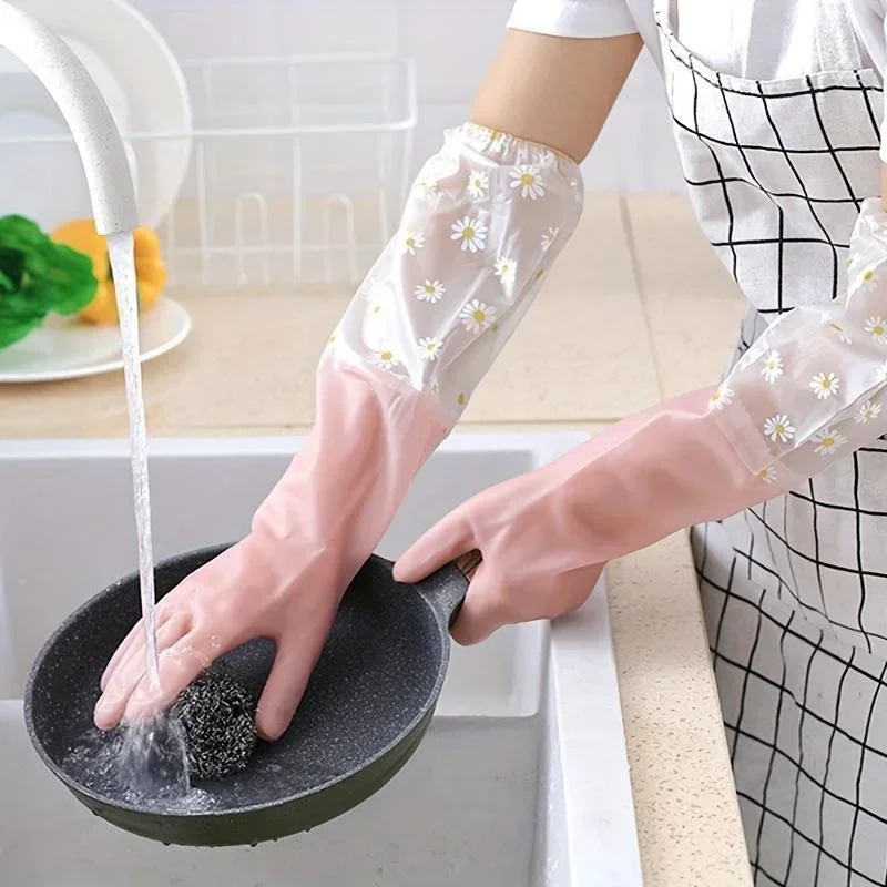 Household Long Sleeve Rubber Gloves Dishwashing Gloves Kitchen Oven Pet Cleaning Home and Kitchen Accessories dishwashing gloves cleaning gloves oven gloves