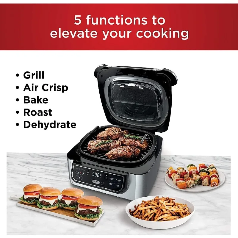 Ninja AG301 Foodi 5-in-1 Indoor Electric Grill with Air Fry, Roast, Bake & Dehydrate - Programmable, Black/Silver 3