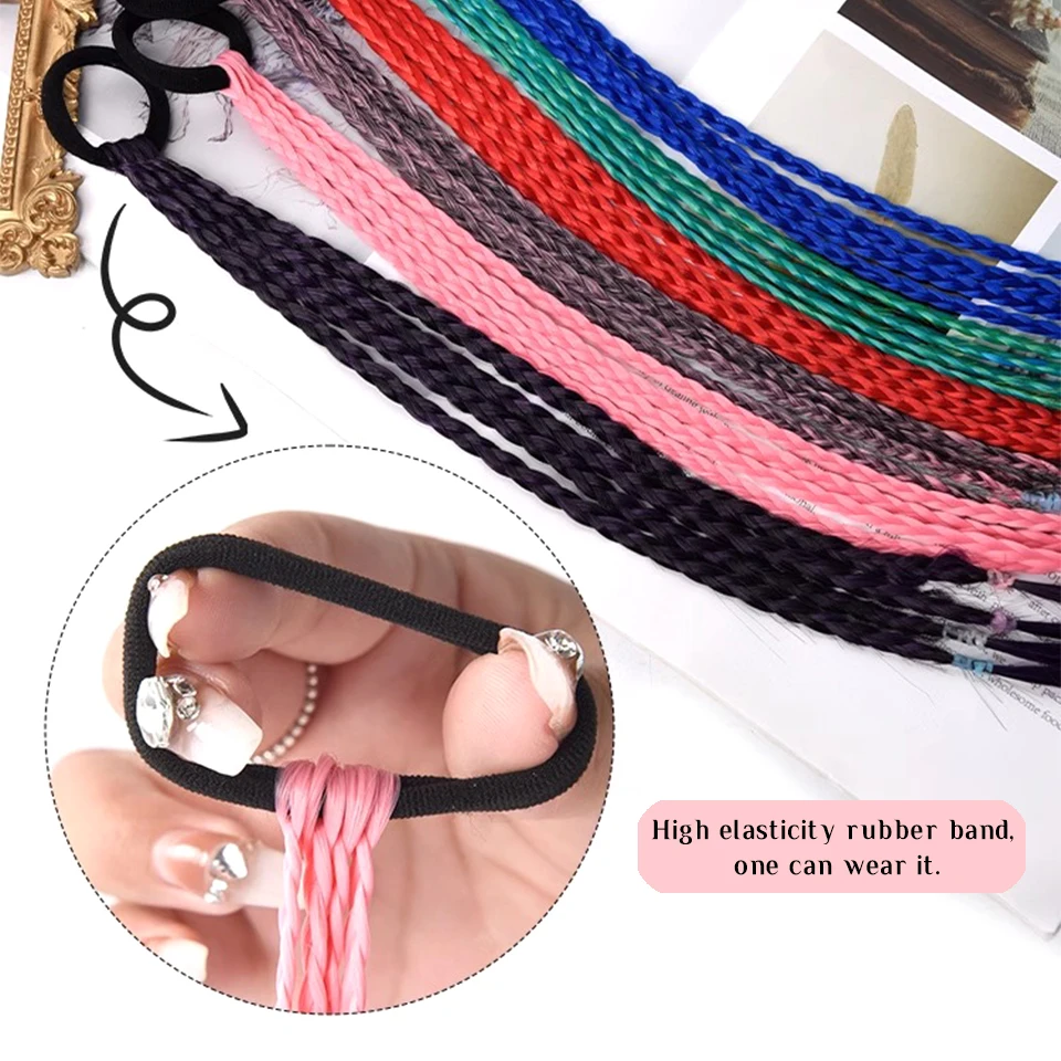 Synthetic Rainbow Twist Braided Ponytail Hair Extension for Women