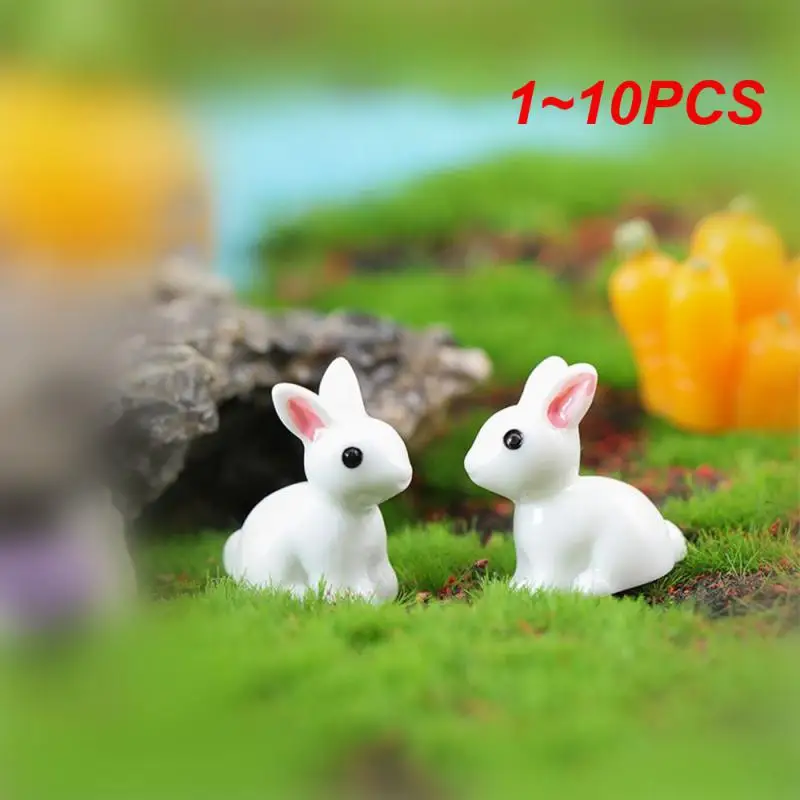 

1 ~ 10 шт. Мини, 2*3 см, маленький мох, микро Ландшафтные украшения, милые белые кроличьи ушки, кролик хомски, полимерные ремесла, украшение