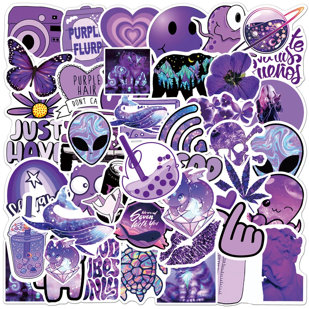 10/30/50PCS Purple Fashion Aesthetic Stickers for Motorcycle Journal Skateboard Laptop Waterproof Graffiti Cool Decals Kid Toys 10 30 50pcs rock music pop graffiti stickers cool fashion tide brand classic stickers laptop diy car pvc decal decor stickers