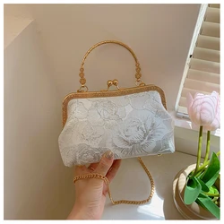 Silk Hasp Exquisite Crossbody Bags - Chinese Style High - Quality Women's Handbags (WHITE)
