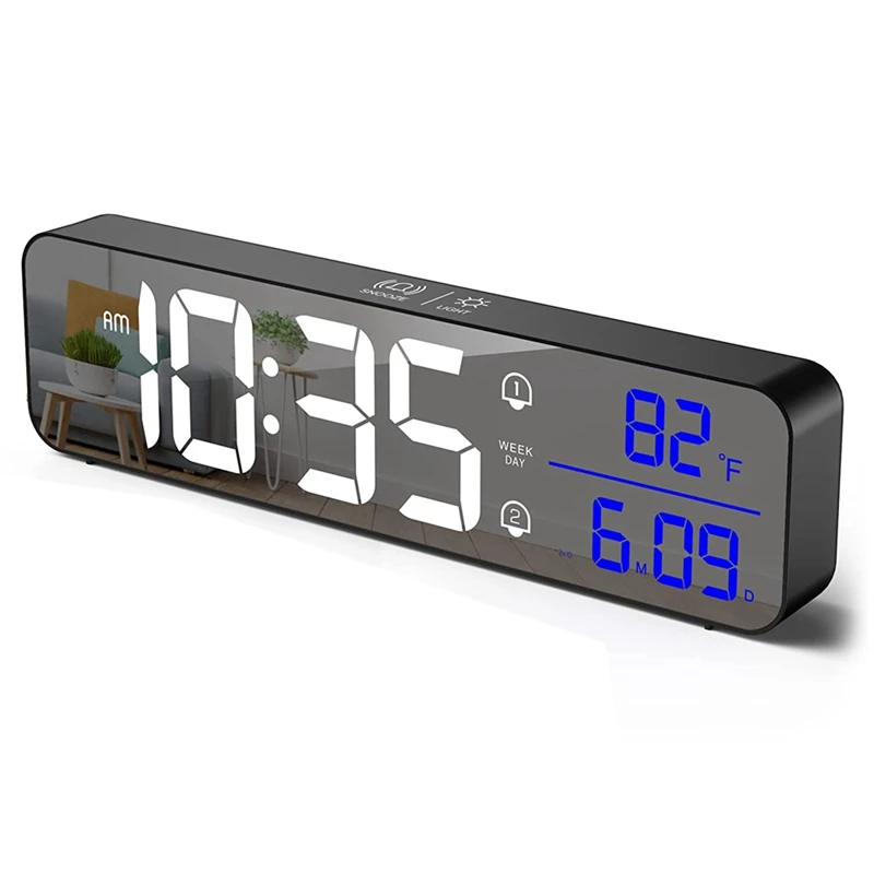 

Digital Clock For Bedrooms, Digital Day Calendar Clock, Chargable Desk Digital Clock, Snooze Mode, Custom Brightness