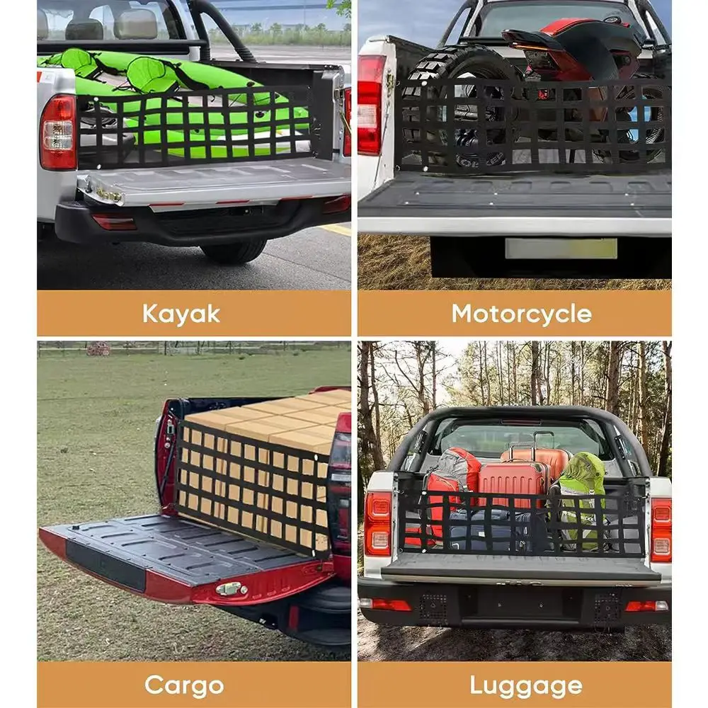 Schwarzes Hochleistungs-Ladungsnetz aus PVC-Gurtband für LKW, Pickup, SUV, Van – Sicherheitsnetz für die Heckklappe, Auto-Modifikationsteile – Detail 13