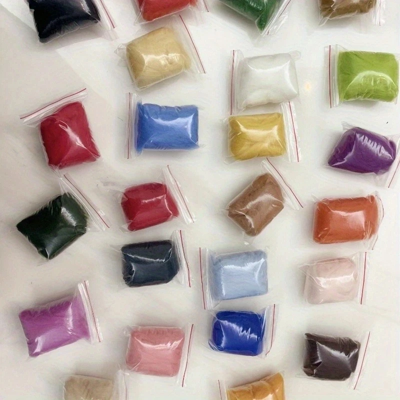 1 Set 24 Colors Queensland 70S Wool Roving For Needle Felting Hand Spinning DIY Fun Doll Needlework 5g/bag wool felting kit needle felting wool