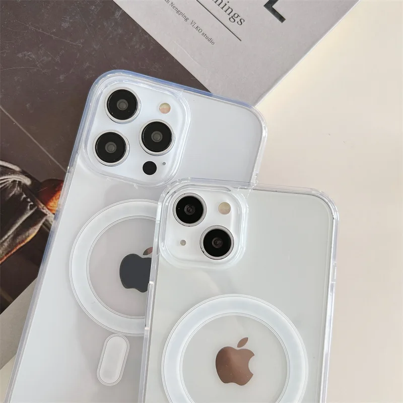 Clear Magnetic Macsafe Wireless Charging Case For Magsafe IPhone 15 14 12 11 13 Pro Max 13 Mini XS X XR IPone IPhone 15 Mac Safe