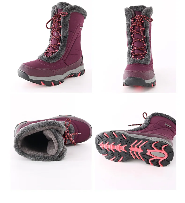Outdoor Snow Boots Women's Waterproof Anti-skid Snowboard Shoes Warm Travel Equipment Training Trekking Skiing Sports Botas · v2
