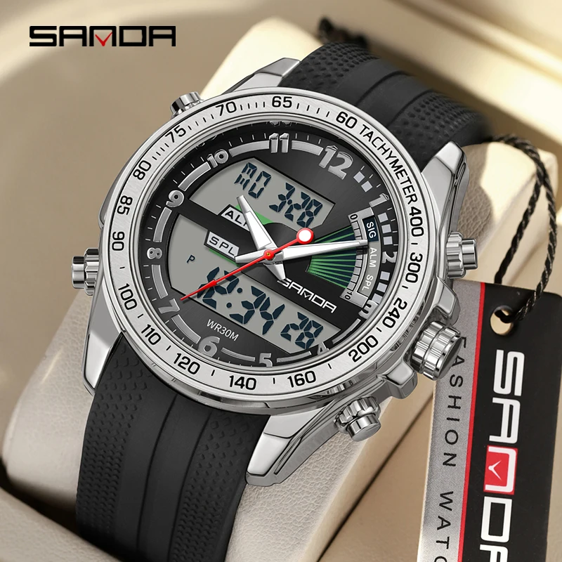 

SANDA Digital Men Military Watch Waterproof Wristwatch LED Quartz Clock Sport Watch Male Big Watches Men Relogios Masculino