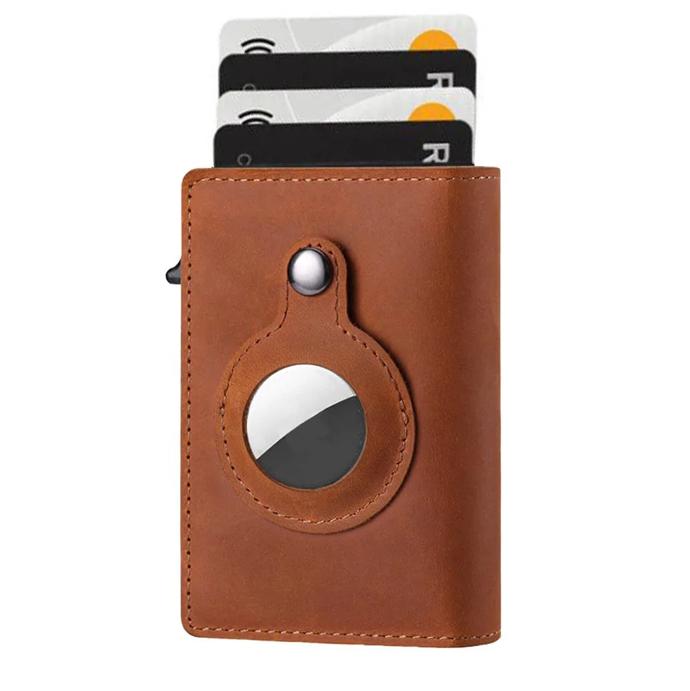Air Tag Wallet Smart Air Tag Wallet Premium PU Leather Credit Card Holder Anti-lost Case RFID Multifunctional Wallet AirTag