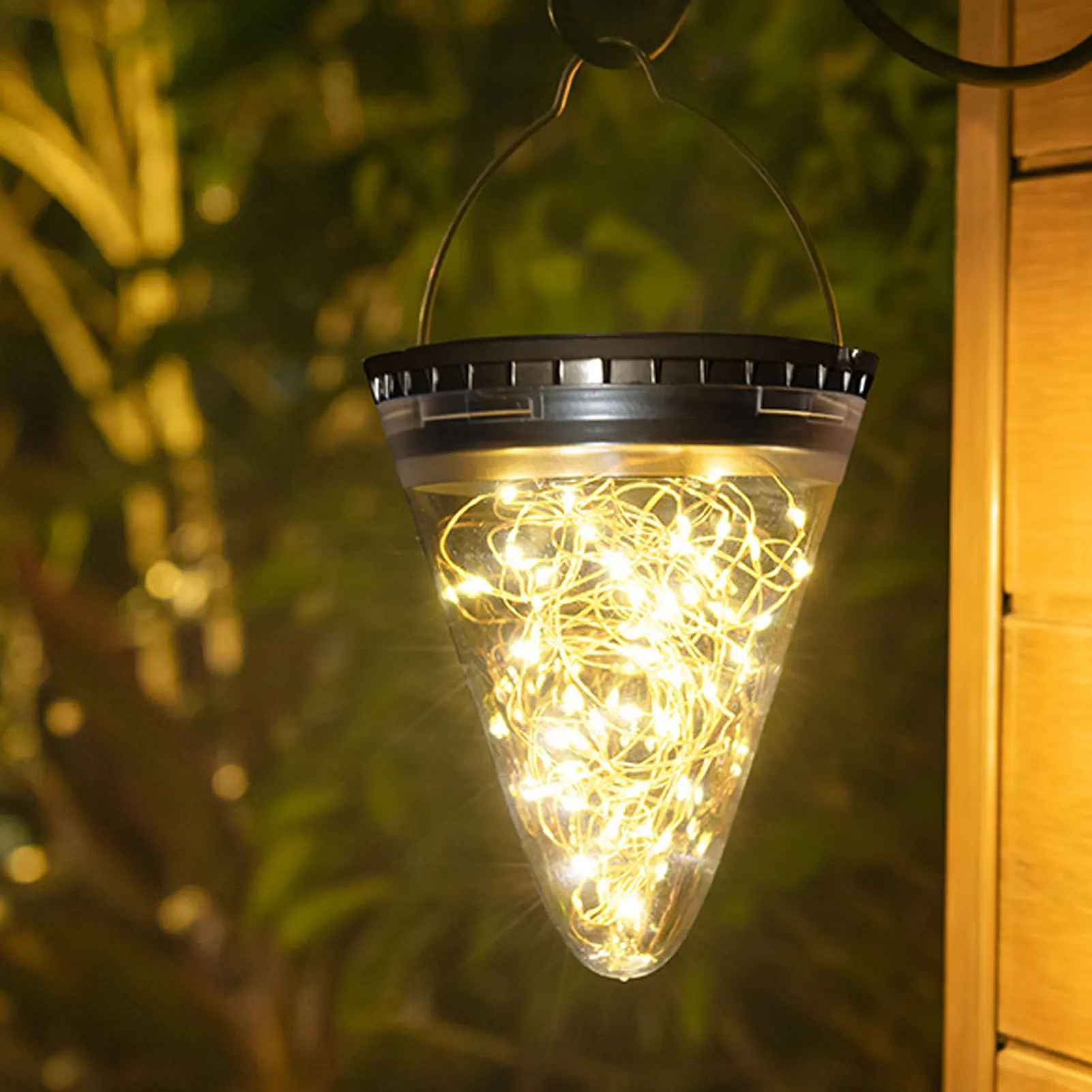 Solar Bottle Lamp Clamp Hanging Lamp Outdoor Waterproof Balcony Terrace Garden Tree Light String Chandelier Glass Crack Lamp