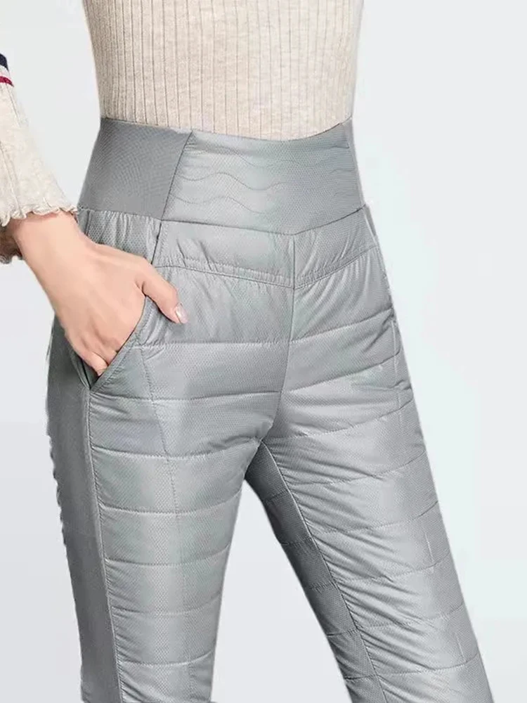 Thick Warm Side Elastic Down Cotton Harem Pants Thicken Snow Wear Windproof Spodnie Waterproof High Waist Jogger Sweatpants