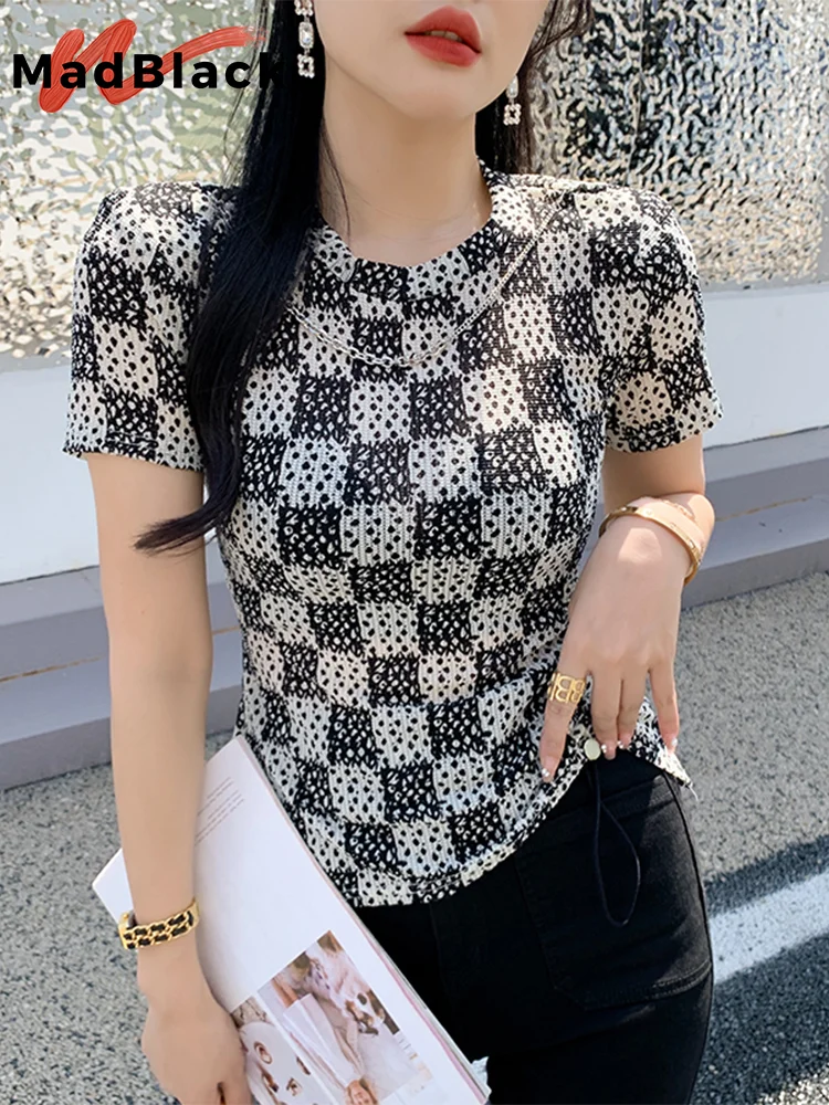 

Летняя европейская одежда MadBlack, футболки, женские сексуальные нестандартные облегающие топы с ожерельем и коротким рукавом, фотосессия, новинка T35745M