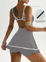 Women's color blocked camisole dress hanging sleeveless thickened tennis sportswear slim fit gym sportswear short skirt - Image 6