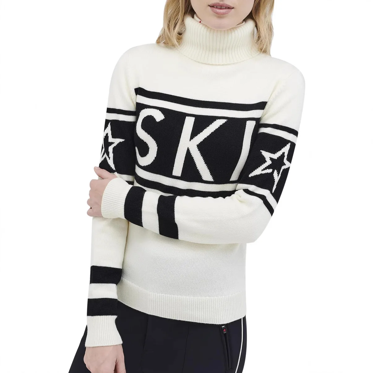 Harajuku SKI Autumn/Winter New Jacquard Knitted Y2K Alphabet Stripe Fashion High Collar Slimming Women's Sweater 3