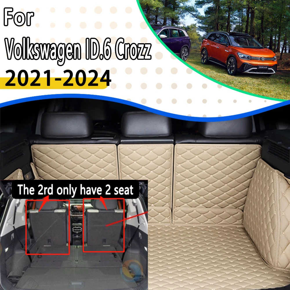 

Car Rear Trunk Mats For VW Volkswagen ID.6 X ID6 ID 6 X 2021 2022 2023 2024 7seat Luxury Carpet 3seat on 2rd Row Car Accessories