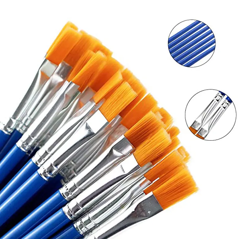 20Pcs Paint Brushes Small Short Handle Painting Brush Flat Mini