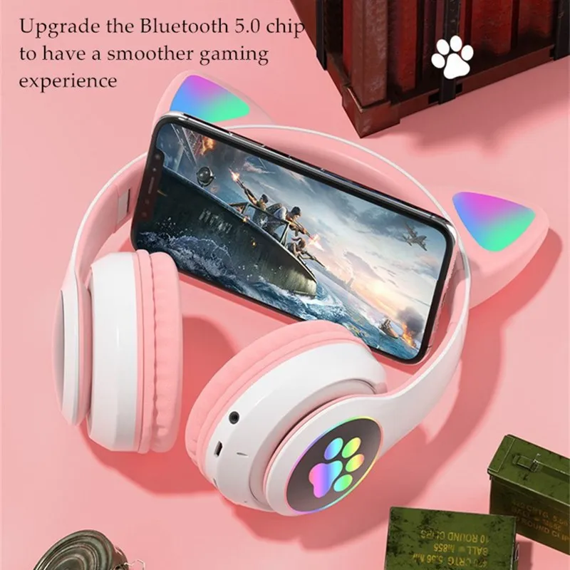 Casque Bluetooth stéréo pliable sans fil CÔTÉ cinelle avec microphone,  écouteur de classe en ligne, téléphone de sauna, cadeau rose pour fille -  AliExpress