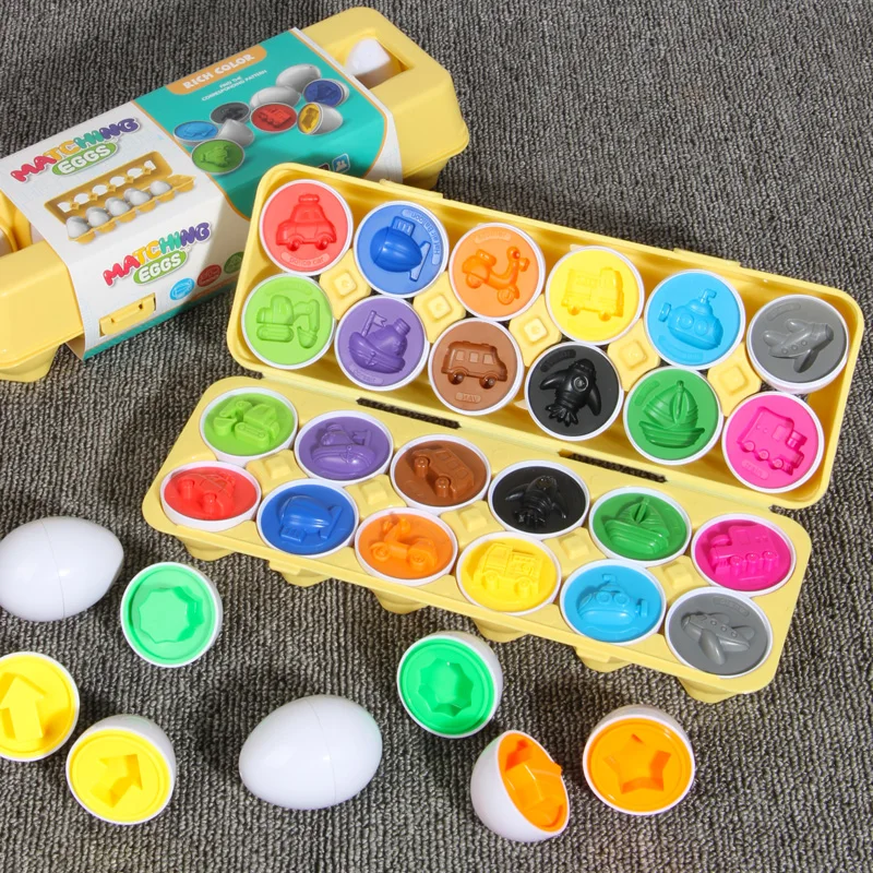 6/12 Pcs Baby Smart Eggs Montessori Educational Toys For Children Color Shape Matching Recognize Toddler Intelligent Learning