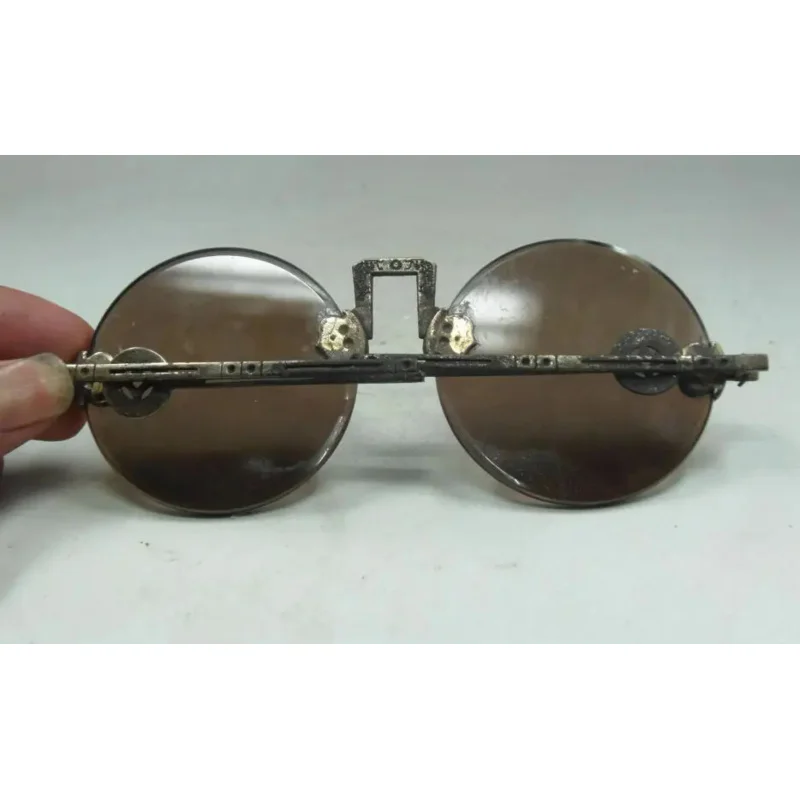 Vecchia Collezione Cinese Shanghai Oriental Vintage Occhiali Di Cristallo Marrone Scuro