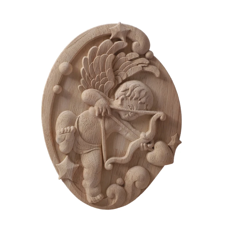 RUNBAZEF  Natural Oak Wood Carved Applique Furniture Decorative Figurine Miniatures Model Home Decoration Accessories