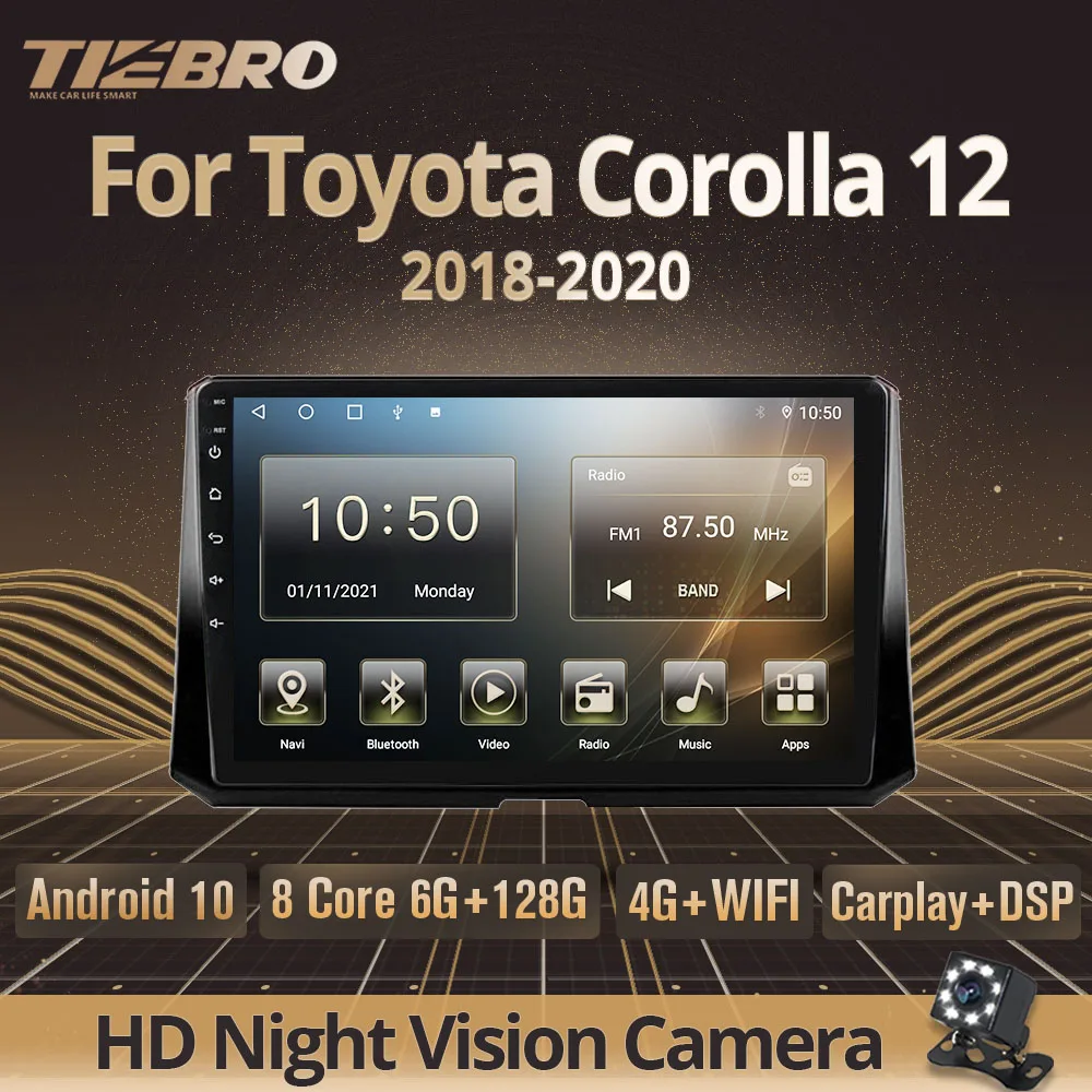 

Tiebro 2DIN Android10.0 Car Radio For Toyota Corolla 12 2018-2020 Radio 2 Din Android Stereo Receiver Car Multimedia Player DSP