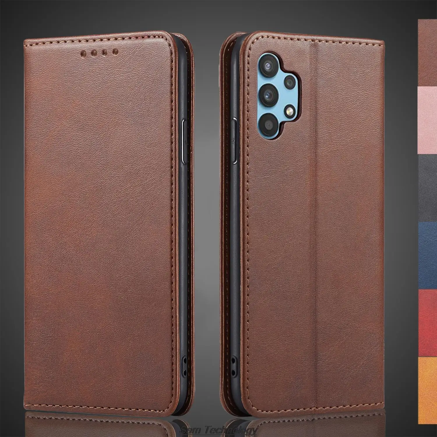 Premium Magnetic Leather Wallet Case with Holster Flip Cover