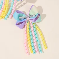 Sweet Unicorn Hair Clips For Girl Bow Barrette Cute Tassel Ribbon Curly Ponytail Hairpins Accessories 4