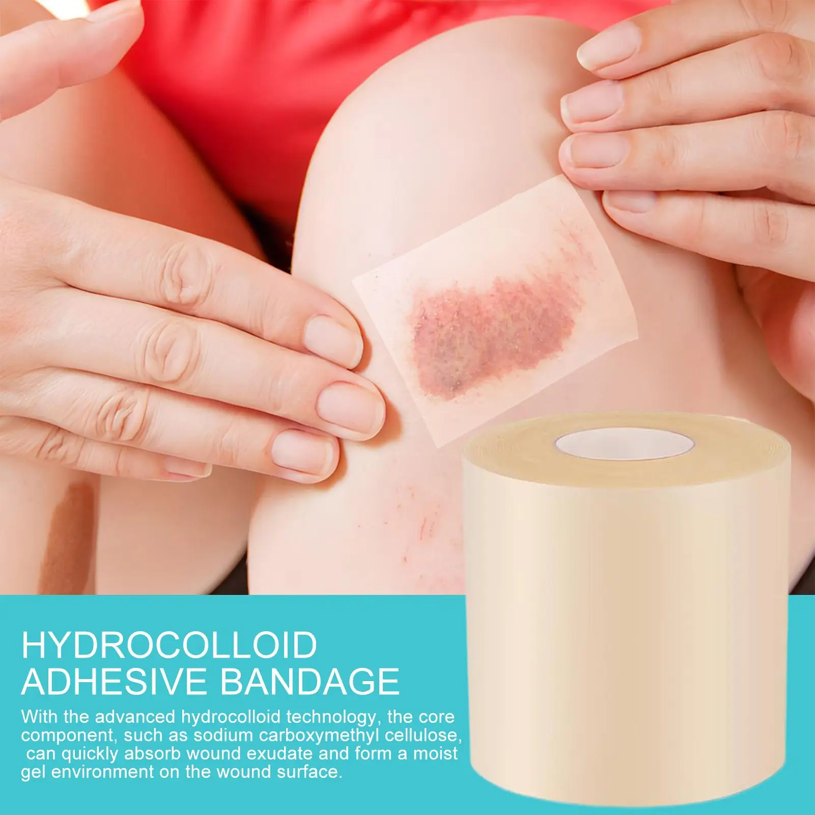 Hydrocolloid Roll for Advanced Wound Care - Self-Adhesive, Highly Absorbent Bandages for Bed Sores and Burns